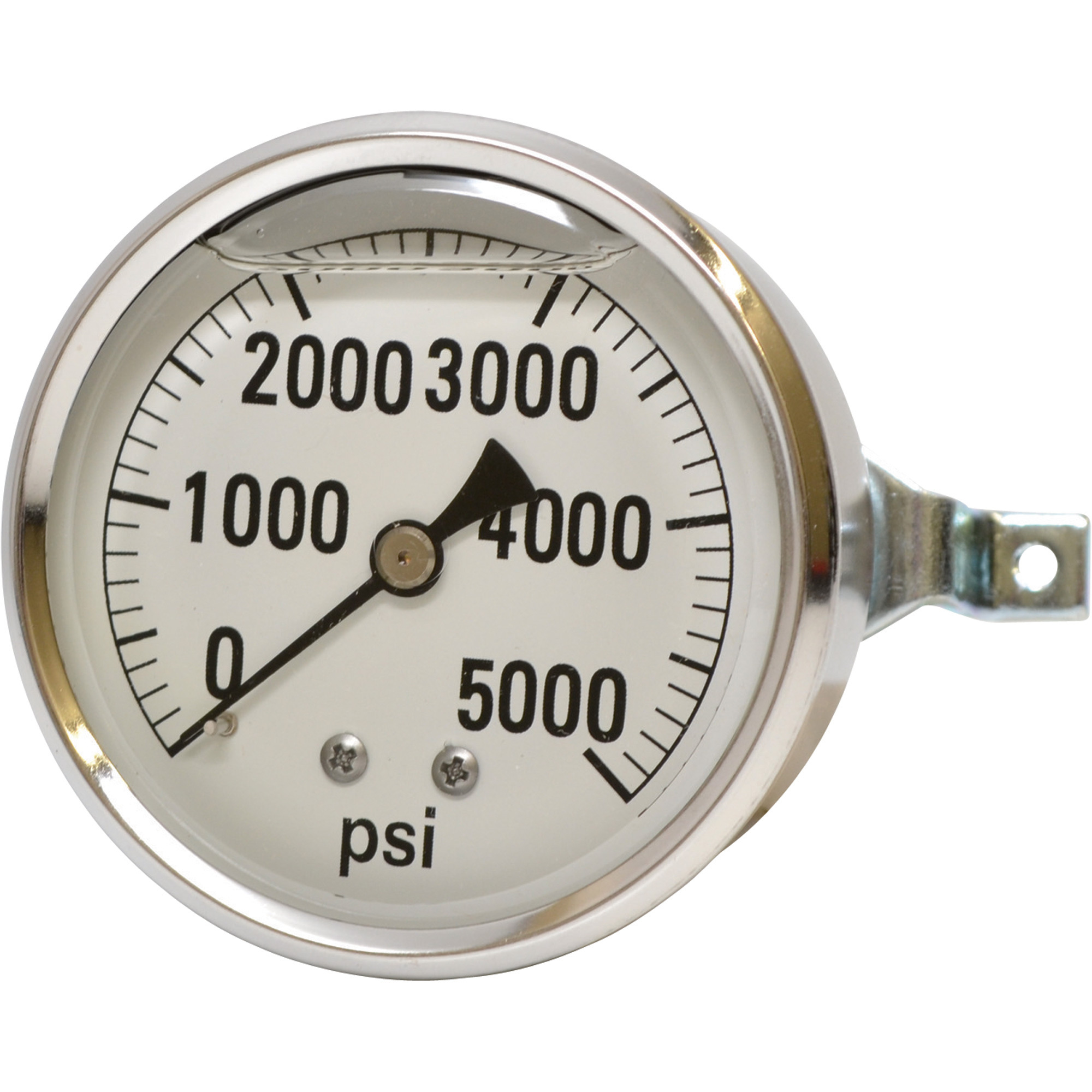 Valley Industries, 2.5in. Panel Mt Gauge 5000PSI, Case Material Stainless Steel, Min. Operating Pressure 0 PSI, Max. Operating Pressure 5000 PSI, Model# 2441GXB5000